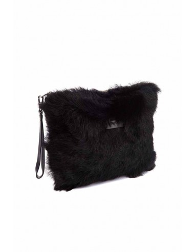 Black Metallic Shearling Clutch de votre